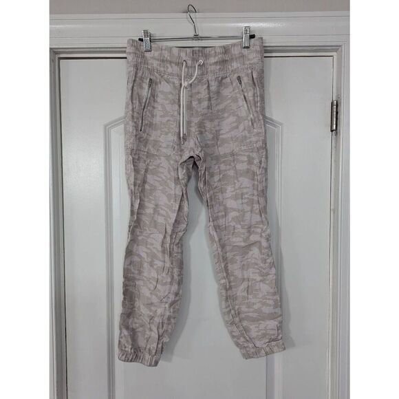 Athleta Cabo Tide Linen Jogger women's size 2P tan splotchy animal print - Picture 1 of 8